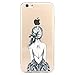 iPhone 6 Case, iPhone 6s Case, JAHOLAN Amusing Whimsical Designs Clear TPU Soft Case Rubber Silicone Skin Cover for Normal 4.7 inches iPhone 6/6s - Henna Feather Girl