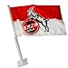       1. FC K�LN      AUTOFAHNE    Hochwertig verarbeitete Autofahne. Besonders strapazierf�higes 
Fahnenmaterial (120 D Polyester). 4-fach abgen�hter Rand gegen Ausfransung. Besonders stabiler 
Kunststoffstab als Halterung mit rei�fester Ummantelung.        