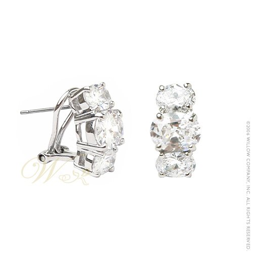 STUDIO 925: *PAST PRESENT FUTURE 3-STONE DIAMOND CZ EARRINGS*