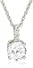 Platinum Overlay Sterling Silver "100 Facets Collection" Round Cubic Zirconia Solitaire Drop Pendant w/ Three-Stone Cubic Zirconia Bale