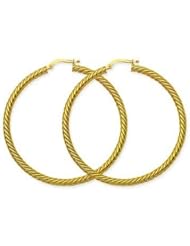 14kt Yellow Gold 3mm x 50mm Rope Twist Hoop Earrings