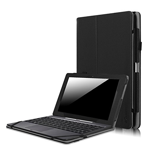 Fintie Dell Venue 10 / Venue 10 Pro 5000 Series Case - [Folio Fit] Premium PU Leather Keyboard Stand Cover with Auto Sleep/Wake Feature for New Venue 10 (Model 5050) Android Tablet / Venue 10 Pro (Model 5055) Windows Tablet, Black