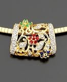 18k Gold Over Sterling Silver Sapphire, Ruby & Emerald Floral Pendant