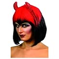 Teufelper�cke Per�cke Teufel H�rner rot schwarz Kost�m Teufelh�rner Perr�cke Halloween Karneval Damenper�cke