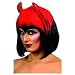 Teufelper�cke Per�cke Teufel H�rner rot schwarz Kost�m Teufelh�rner Perr�cke Halloween Karneval Damenper�cke