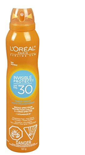 L'Oreal Paris: INVISIBLE PROTECT, SPF 30 Spray with VITAMIN-E. Alcohol-Free, WATER RESISTANT Advanced Sunscreen / Sun Tan Lotion / Block.