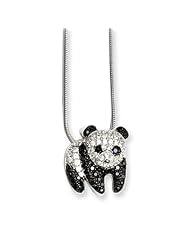 Sterling Silver & CZ Brilliant Embers Panda 18in Necklace