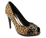 LEOPARD BUCKLE PEEP TOE HEEL