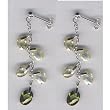 Two Tone Green-Peridot/Olive Drop Briolette Silver CZ Earrings