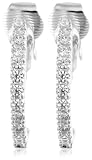 Image of Sterling Silver Pave Hoop Cubic Zirconia Clip On Earrings