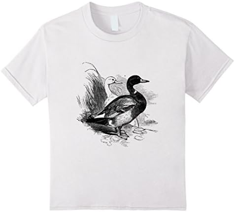 Kids Duck T-Shirt. Vintage Nature Duck/Drake Bird Tee 12 White