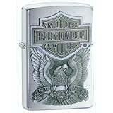Zippo Harley-Davidson Eagle/Logo Emblem Lighter (Silver, 5 1/2 x 3 1/2 cm)