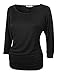 Bepei Women Casual 3/4 Sleeve Side Shirring Boat Neck Drape Top