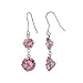 Sterling Silver Round Pink Cubic Zirconia Dangle title=