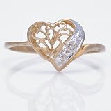 Ladies Diamond Solitaire Heart Ring in 10k Gold
