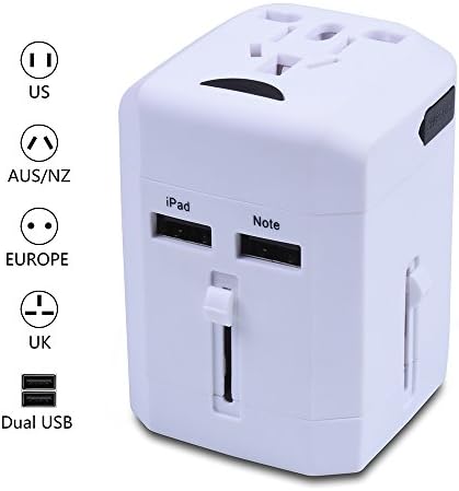 Worldwide Travel Adapter with Dual USB Ports Universal All-in-one Charger [US UK EU AU] Plug By WOHOME