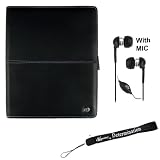 Apple Ipad Tablet ( 3G , wifi , WiFi + 3G ) Hard Exclusive Perfect Quality Leather Carrying Case for ipad ( iPad Accessories Only ) + Includes a 4-inch eBigValue (TM) Determination Hand Strap + Luxurious In Ear Headphones with Mic (Black)