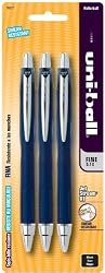 uni-ball Jetstream RT Fine Point Retractable Roller Ball Pens, 3 Black Ink Pens (70877)