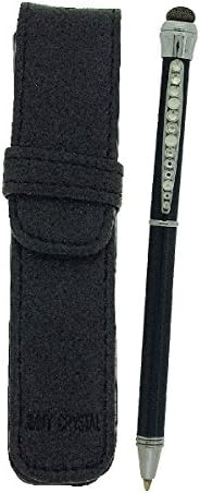 Jimmy Crystal Metallic Black Pen decoration made with Swarovski Crystals with Capacitive Touch Screen Stylus, in Presentation Pouch