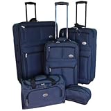 Confidence 5 Piece Suitcase Set / Expandable Luggage with Wheels, Navy
