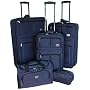 Confidence 5 Piece Suitcase Set / Expandable Luggage with Wheels, Navy