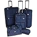 Confidence 5 Piece Suitcase Set / Expandable Luggage with Wheels, Navy