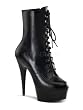 5 3/4 Inch Sexy Platform Leather Ankle Boot Lace-Up Side Zip Black White