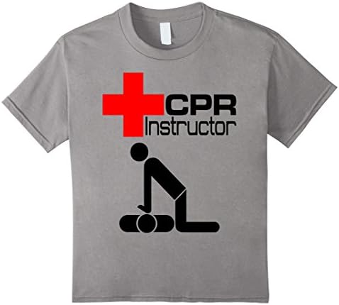 Kids CPR First Aid AED Instructor Teacher Trainer T-Shirt 8 Slate