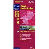 IGN (Institut Geographique National) Road Map to Pays de Loire (Loire Valley, France) Scale 1:250,000