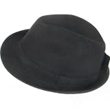 New Jacquard Classic Fedora Trilby Gangster Hat Black Large - Extra Large