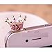 Diamond Crown Bling Ear phone Jack Dock Plug Ear Cap Antidust Plug Stopper for iphone 4 4S