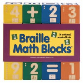 Childrens Toyshop  Toys : Set of 16 Braille Maths Blocks - embossed wood with non-toxic inks