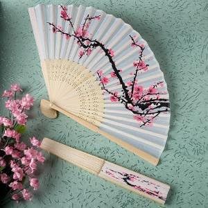 Cherry Blossom Design Silk Folding Fan Wedding Favors /Cherry Blossom Silk Fans