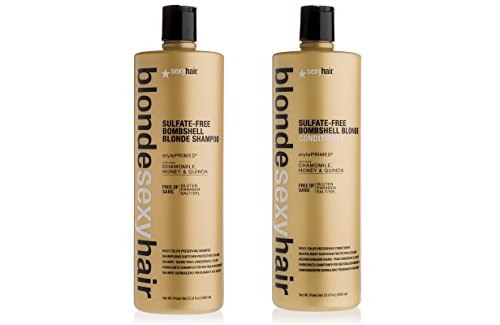 Blonde Sexy Hair - Sulfate-Free Bombshell Shampoo and Conditioner - Daily Color Preserving Strengthening Shampoo and Conditioner - 33.8 Oz Each - 2 Item Value Set - For Color Treated Hair...