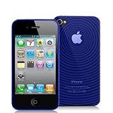 Blue Apple iPhone 4 4G 4th TPU Silicone Case Cover with Circle Wave Design