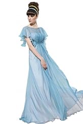 A-line Cocktail Floor Length Pleated Beaded Chiffon Homecoming Dress/Pageant Dress/Prom Dress/Party Dress/Wedding Dress 
