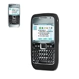 New Fashionable Perfect Fit Soft Silicon Gel Protector Skin Cover (Faceplate/Snap On) Rubber Cell Phone Case with Screen Protector for Nokia E71 / E71X AT&T,T-mobile - Black