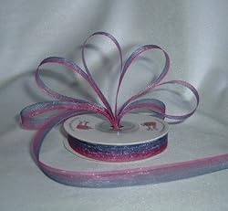 Organza Rainbow Ribbon -3/8"- Red/Navy Blue - 25 Yards (75 Ft)