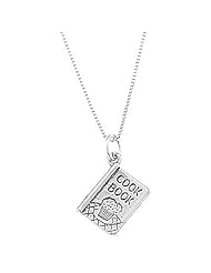 Sterling Silver One Sided Recipe Cook Book Necklace