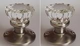 One Pair (2 Knob Sets) Depression Crystal French Door/surface Mount Dummy Knobs with Brushed Nickel Hardware. Easy to Mount on Any Solid Surface for Many Other Decor Ideas.