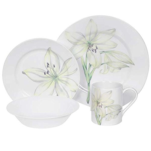 Corelle Impressions White Flower 16Piece Dinnerware Set, Service for 4