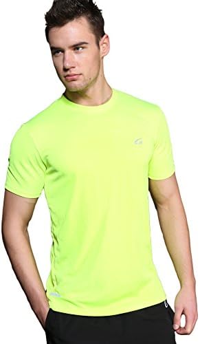 CYCFIT K0003 Men's Florescent Green Running Short-Sleeve T-Shirt with Reflective Logo