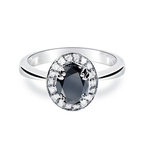14k White Gold Wedding Engagement Bridal Band Oval Black with Accent Round White Diamond Ring (1 3/4 ctw, Black Color, SI2 I1 Clarity) 41bA3SlFpNL 14k White Gold Wedding Engagement Bridal Band Oval Black with Accent Round White Diamond Ring (1 3/4 ctw, Black Color, SI2 I1 Clarity)