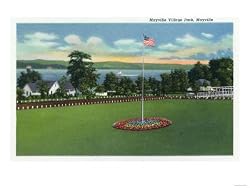 Mayville, New York - View of the Mayville Village Park and Flagpole Premium Poster Print, 18x24