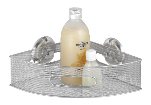 Wenko 16938100 Eckablage Palermo Super-Loc - Befestigen ohne Bohren, Stahl pulverbeschichtet, 30 x 7 x 21 cm, Silber-Optik
