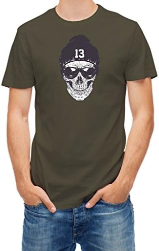 Tshirt street style skull with sunglasses and bean Khaki XXL