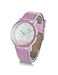 Bicycle Pattern Women Wrist Watch Faux Leather Strap (Pink)