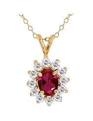 2.02 Ct Oval Red Created Ruby 14K Yellow Gold Pendant