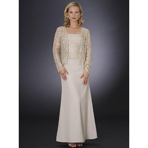 Buy Champagne Beaded Lace Formal Evening Dress with Jacket - Mother of Bride and Groom Dress.... by Sean Collection