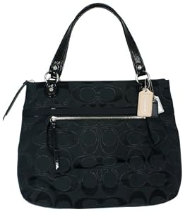 Coach's Coach Poppy Metallic Signature Sateen Glam Bag Tote Black Only For $228.00